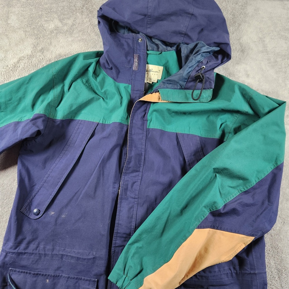 Eddie Bauer Gore-Tex Mountain Parka Jacket Mens Large Tall Navy Green Vintage
